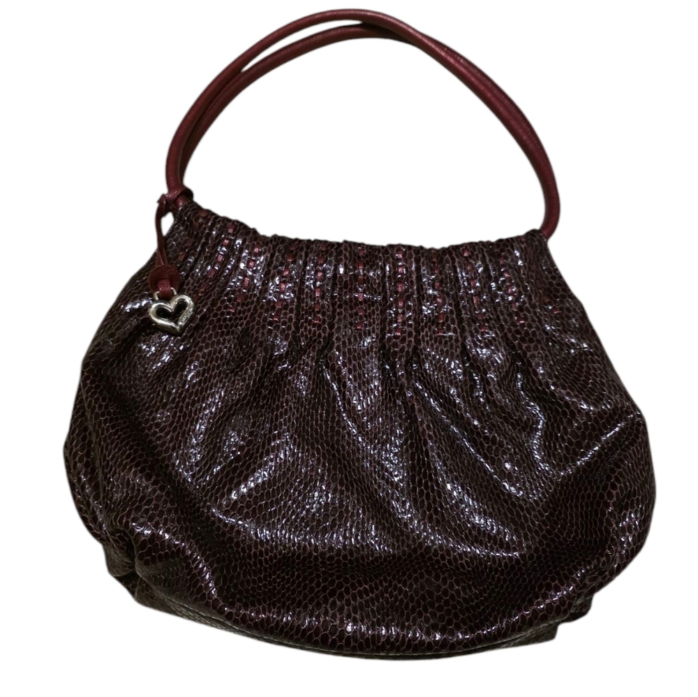 Brighton Burgundy Leather Faux Snakskin Shoulder Bag